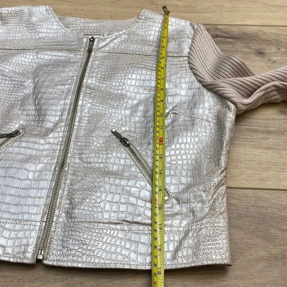Phosphorus‎ Genuine Leather Knit Sleeve Moto Jacket